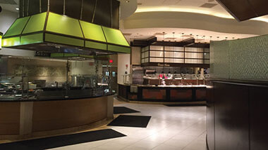 The serving stations inside the Eat Up Buffet at Hollywood Casino in St. Louis, Missouri.