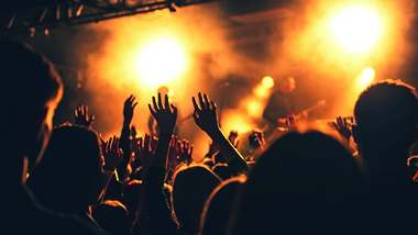 Concert crowd with bright lights