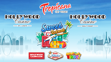 Sweet Retreat Sweepstakes, Hollywood Casino St. Louis logo, Tropicana Las Vegas logo, Hollywood Casino Gulf Coast logo, Abradoodle, Hollywoodcasino.com & Viva Slots Vegas logos